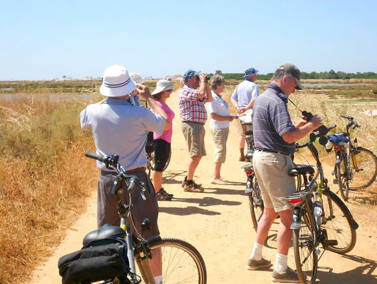 Grupo de ciclistas na ria formosa